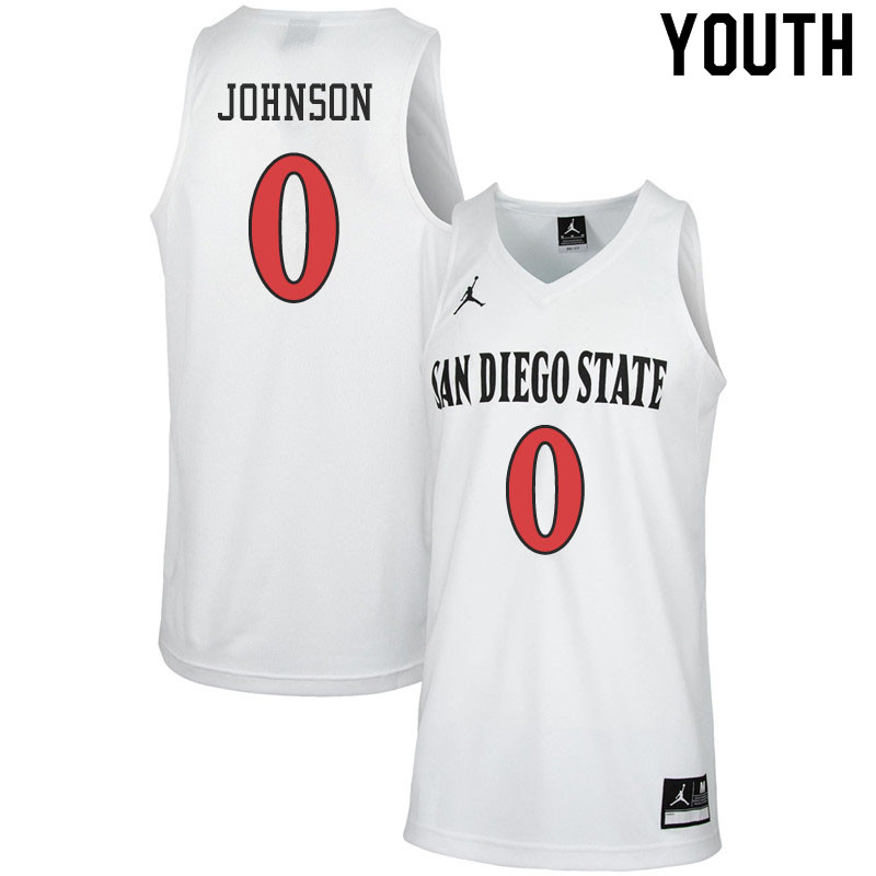 Jordan Brand Youth #0 Keshad Johnson San Diego State Aztecs College Basketball Jerseys Sale-White